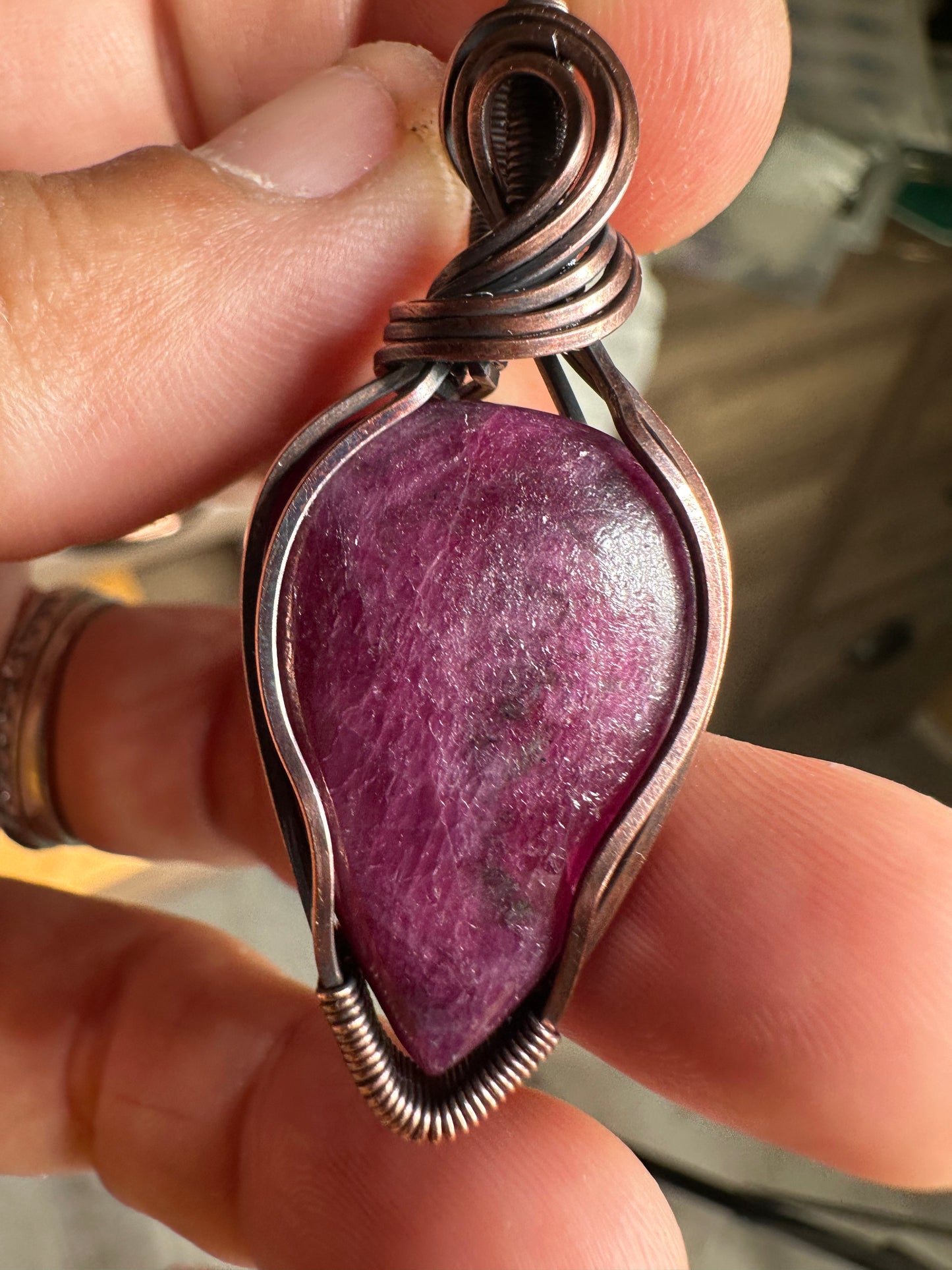 Ruby copper pendant