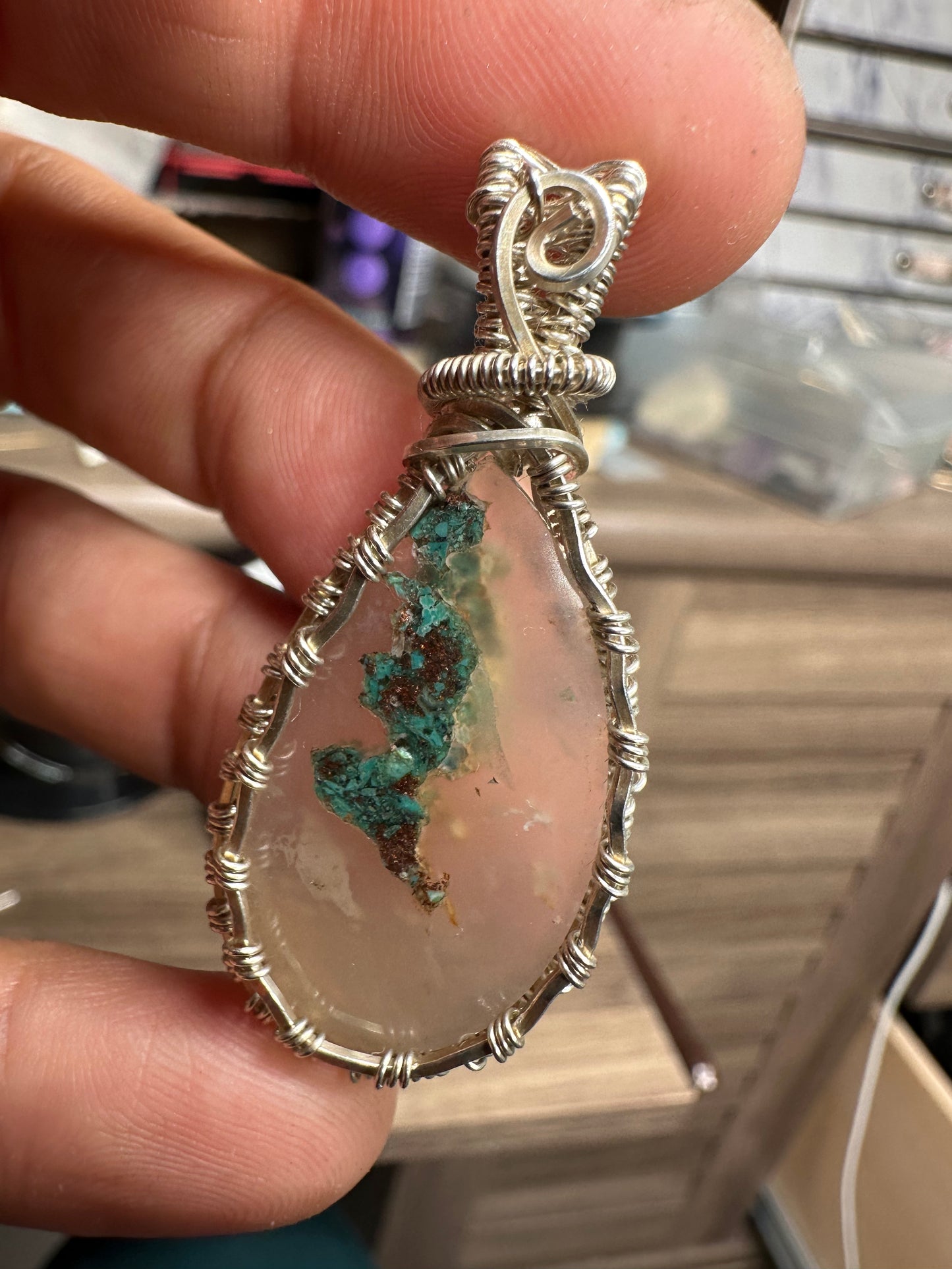 Chrysocolla sterling pendant