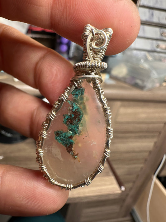 Chrysocolla sterling pendant