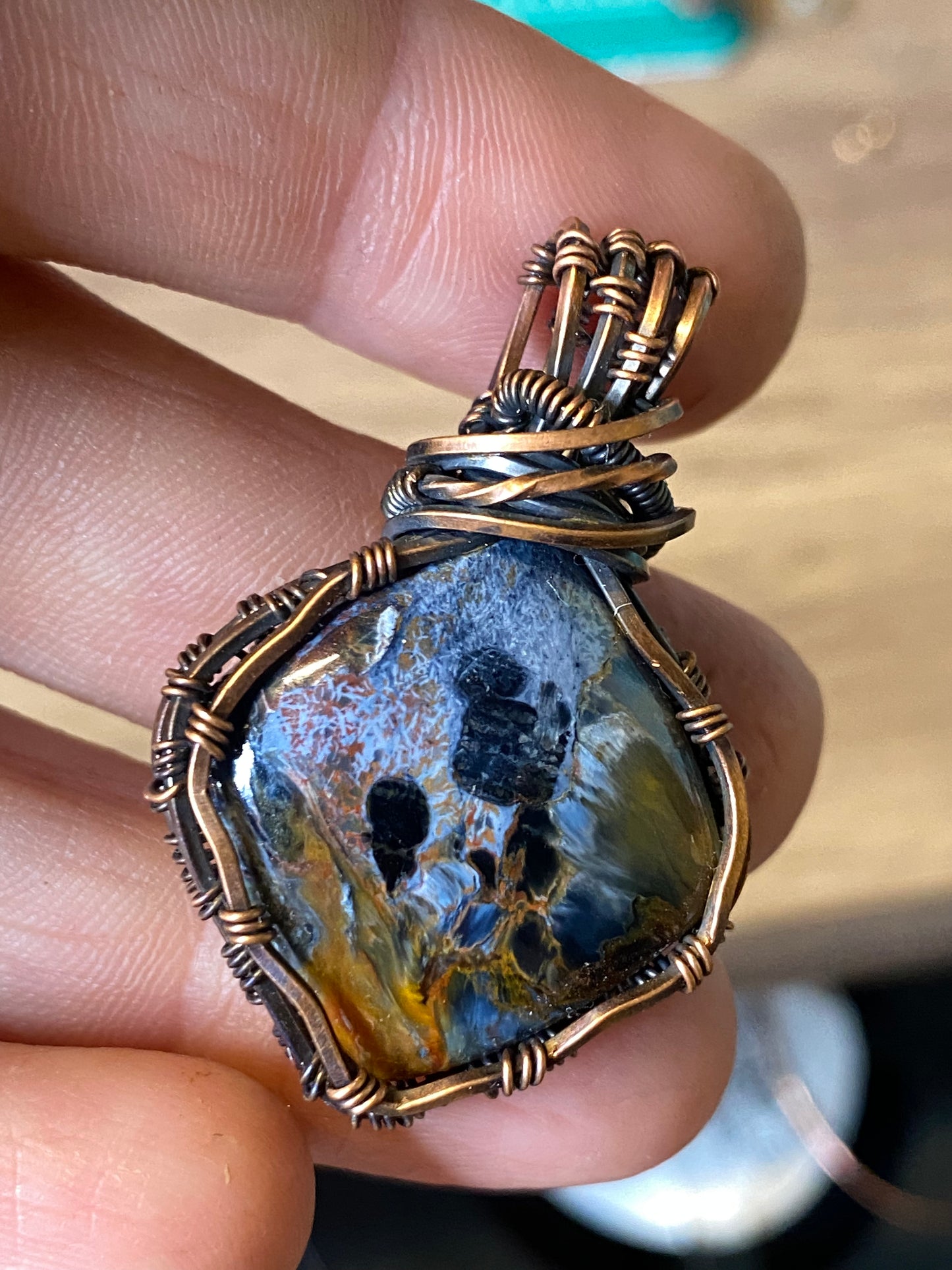 Pietersite copper pendant