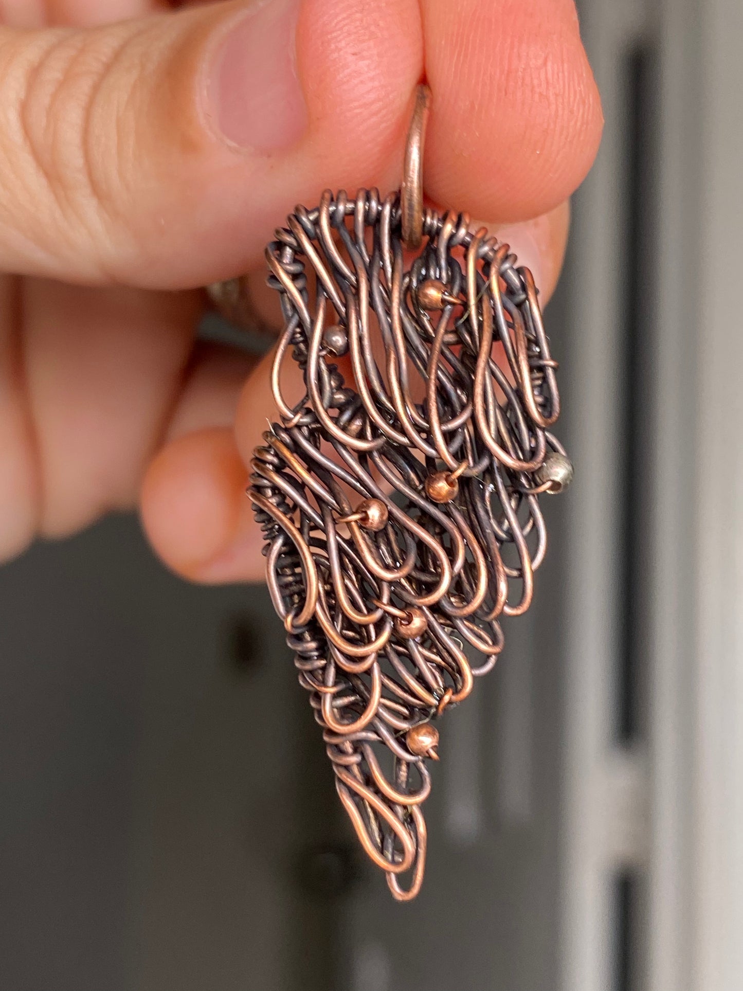 Angel wing copper pendant