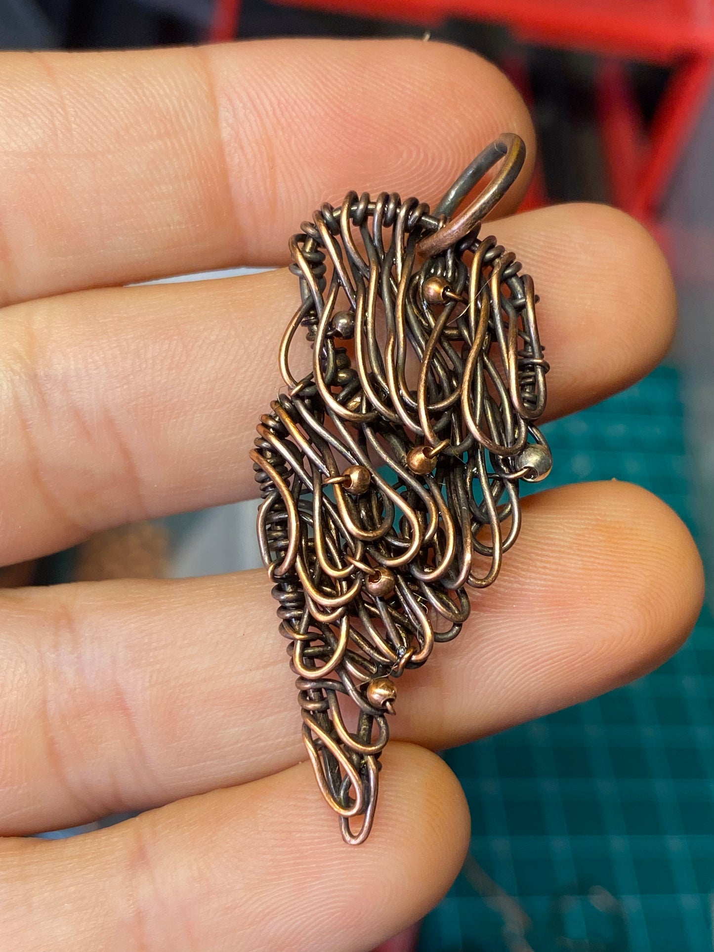 Angel wing copper pendant